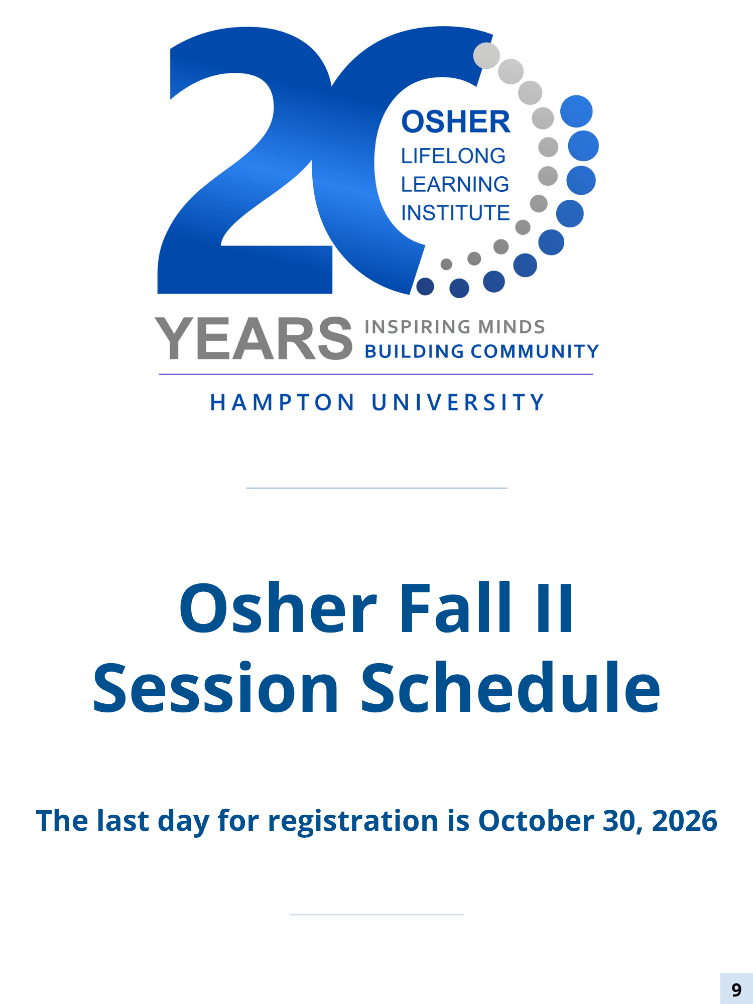 OLLI Course Catalog page $9