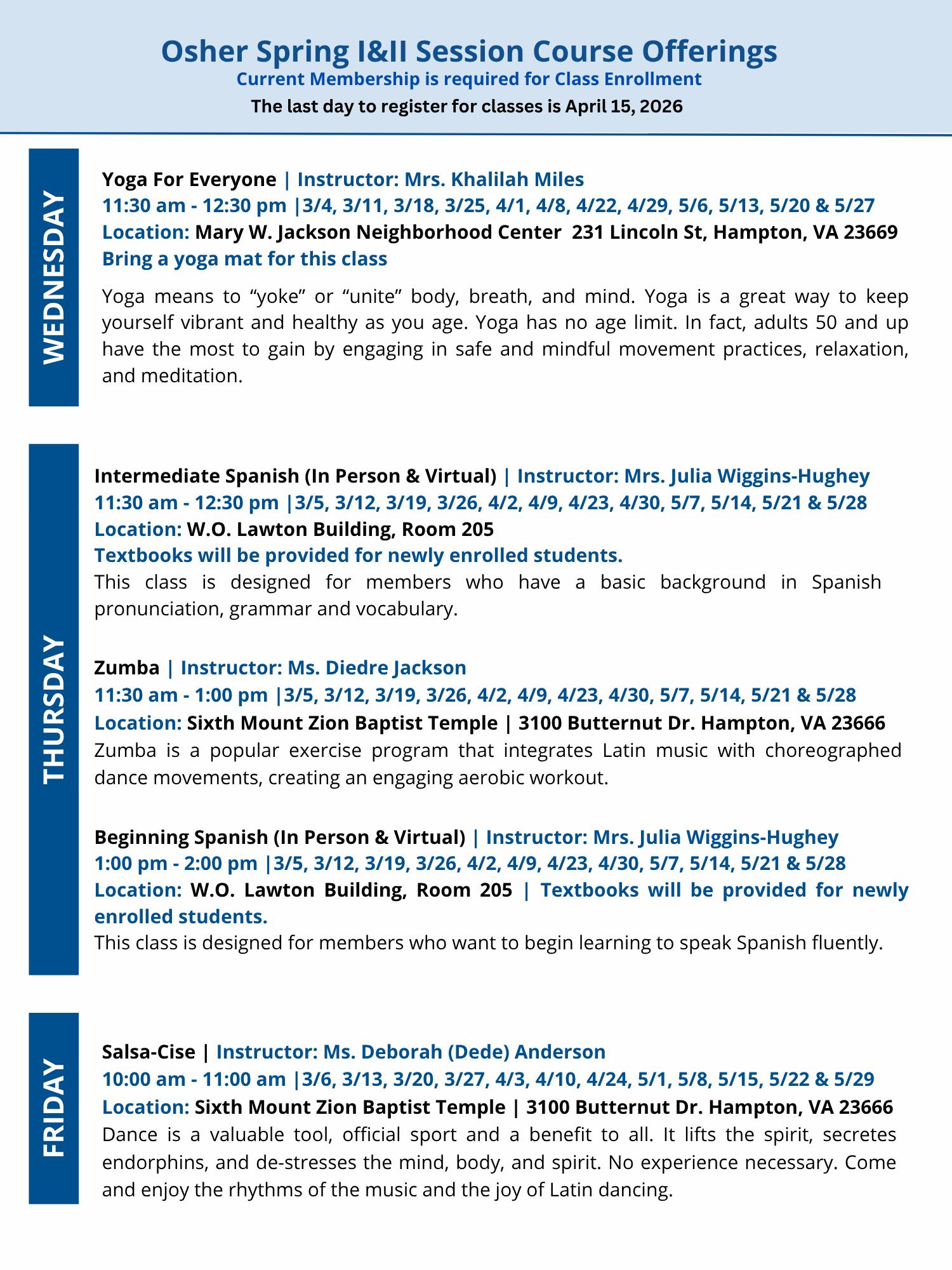 OLLI Course Catalog page $7